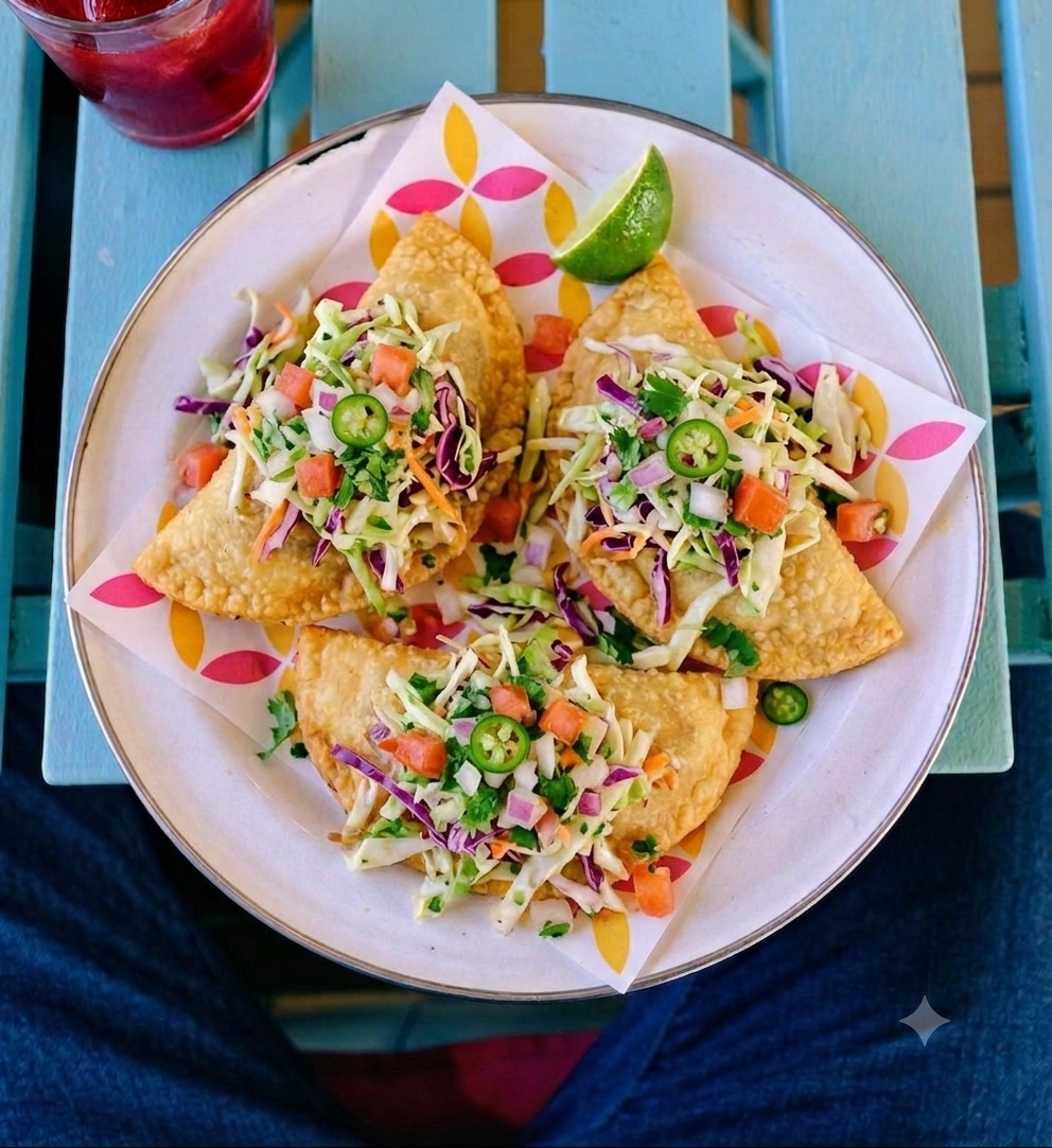 Tacos mexicanos servidos sobre una mesa